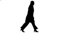 2d silhouette, woman walking in long strides