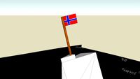 Bandera noruega en el Polo Norte