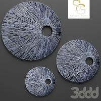 Sandstone Top Hole Ribbed Wall Art - Set