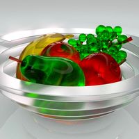 Glass fruits in a bowl