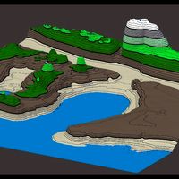 Topographical (contour lines) material for sculpting