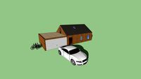 Haus mit Garage, Audi, Fahrräder // House with garage, Audi, bikes