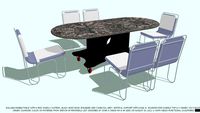 TABLE & CHAIRS 6 YOU CHOOSE CUSHION COLOR MARBLE TOP BY JOHN A WEICK RA