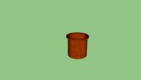 WOODEN TRASH CAN WITH A CAN IN IT