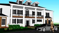 Big White House with Blue Shutters