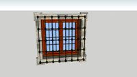 Ventana madera herrajes y reja