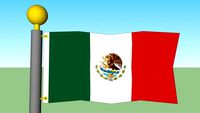 Mexico Flag wth Flagpole