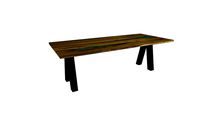 Table WILD en orme et epoxy - pieds V inversé 10x10