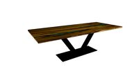 Table WILD en orme et epoxy - pieds V carré 12x6