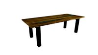 Table WILD en orme et epoxy - pieds U inversé 10x10