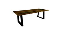Table WILD en orme et epoxy - pieds trapèze 10x4