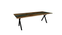Table RIVER en orme et résine epoxy - pieds lachaud 4x4