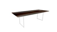Table INDIANA en noyer et epoxy - pieds verre trempé