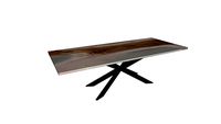 Table INDIANA en noyer et epoxy - pieds croix 8x4