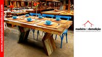 MESA DE MADEIRA - MESA RUSTICA - BUMERANGUE 2,40X0,90M