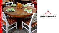 MESA DE MADEIRA - MESA RUSTICA - REDONDA AMPULHETA 1,30X1,30M