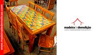 MESA DE MADEIRA - MESA RUSTICA - PATCHWORK 2,40X0,90M