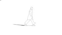2d woman walking, long stride