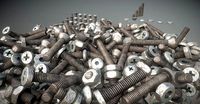 Rusty Low-Poly Bolt and Nut Package