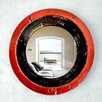 Old Javanese Tambourine Wood Mirror
