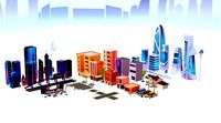 Lowpoly City buildings stylized assets game ready