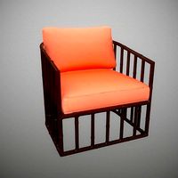 Robert Plum Bella Arm chair Sylvie Coral Fabric