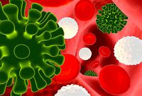 Covid-19 with blood cells in tube blood