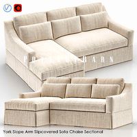 YORK Slope Arm Slipcovered Sofa Chaise Sectional
