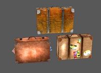 Three suitcases leather lowpoly retro