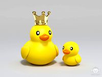 Yellow Rubber Bath Duck with crown