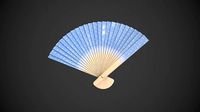 Spotty Blue Wooden Handheld Fan