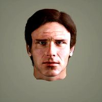 Young Harrison Ford 3D face 1980