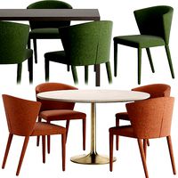 Brown Marble Dining Table with Amelie Calligaris Chair