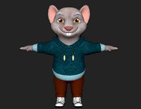 Low Poly Cute Cartoon Rat 3D Model with textures