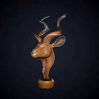 Wooden Greater Kudu Statue