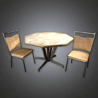 MCN - Retro Table and Chairs 14 Midcentury - PBR Game Ready