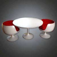 MCN - Retro Table and Chairs Midcentury - PBR Game Ready
