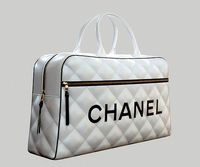 CHANEL Vintage Logo Bowler Bag Quilted Lambskin White