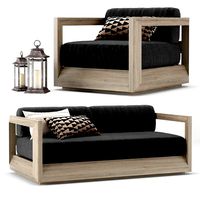 RH Outdoor Paloma teak sofa