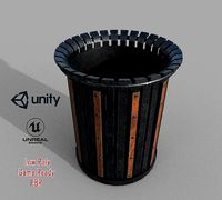 PBR Black Metal Trashbin