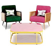 Arm Chair- Rattan cane velvet By Table