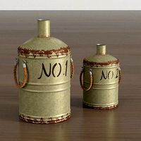 Set of old metal containers