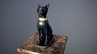 Egyptian Cat Statue on Pedastal