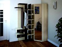 corner wardrobe with mirror and hangers