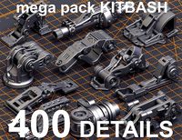 Mega Pack Hard Surface Kitbash 400 DETAILS