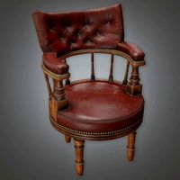 ATT - Antique Leather Chair Antiques - PBR Game Ready