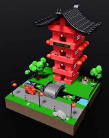 Chinese Village Temple Building