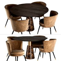 Grenada Chair and Genova Table by Eichholtz dining set 3d model