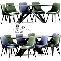 Velvet Upholstered Dining Chair Table