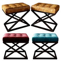 KIRKHAM TUFTED LEATHER X-BASE STOOL